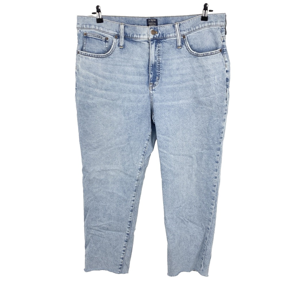 J Crew Women Size 35 Jeans Light Wash Pants Essential Straight All Day Stretch